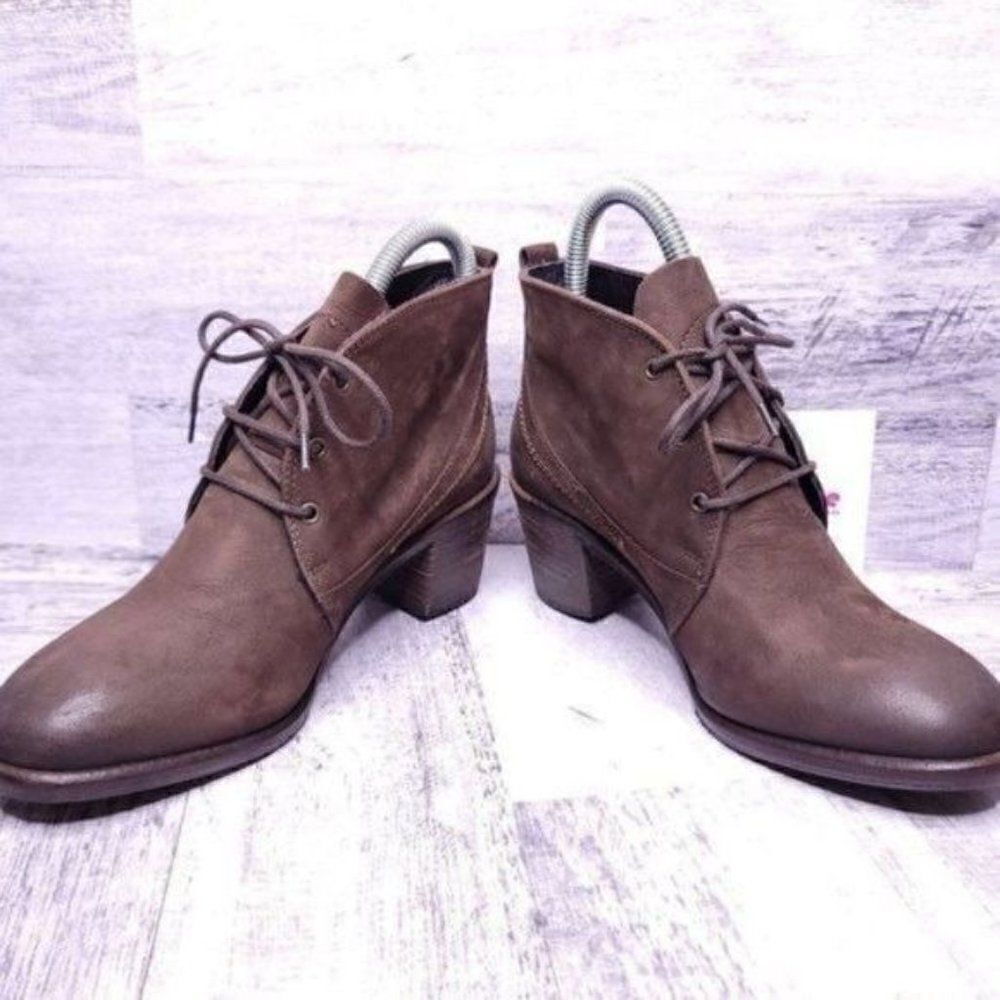 Barney's New York Leather Italian Heeled Oxford Boot Brown sz 36 Women's sz 5.5 - Picture 5 of 8